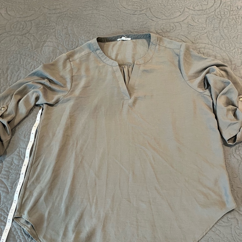 Maurices Casual Olive Blouse with 3/4 sleeve